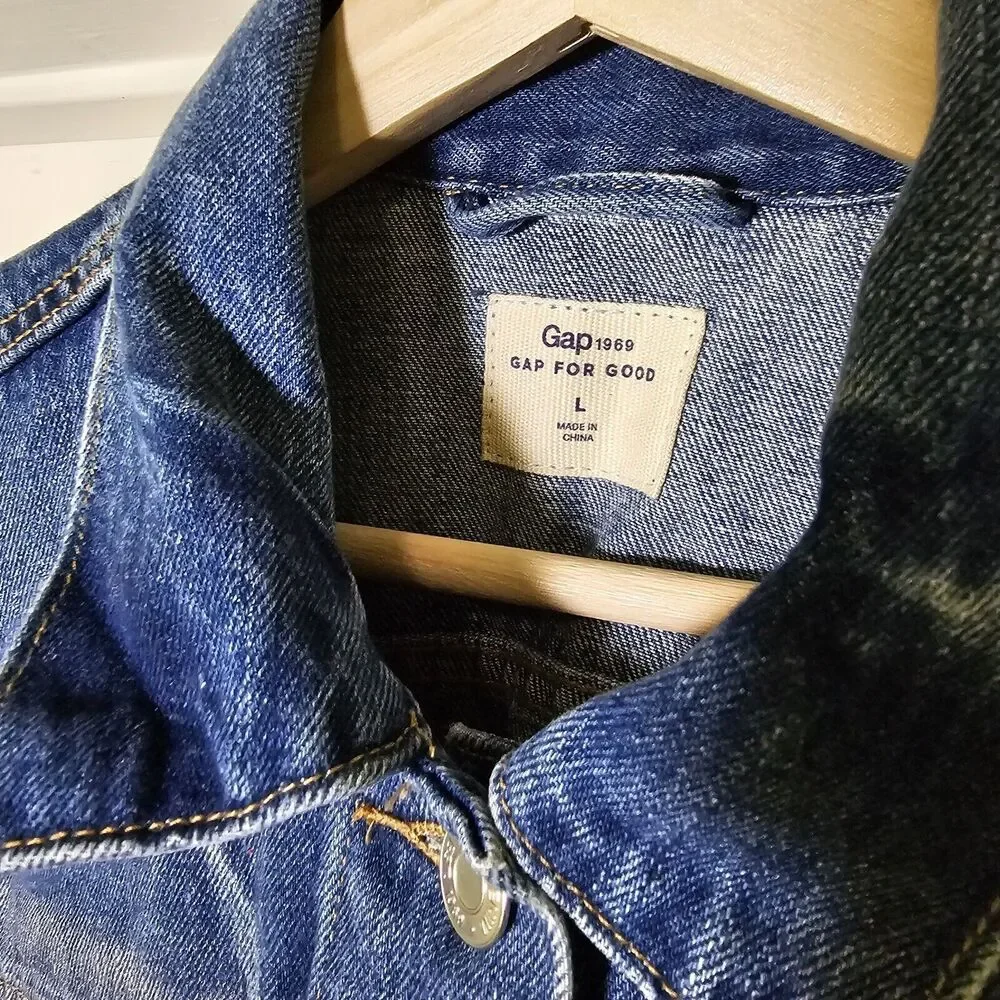 NWT Gap Women's Icon Jacket Medium Indigo Denim Silver Wash Size Large - Picture 3 of 11